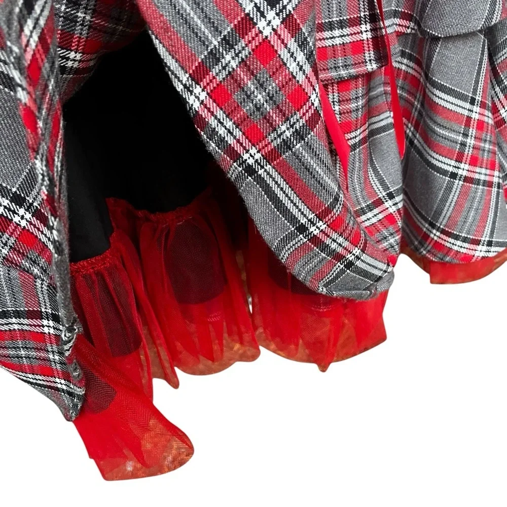 Rare Editions Girls Red Plaid Bow Sleeveless Christmas Holiday Dress Size M